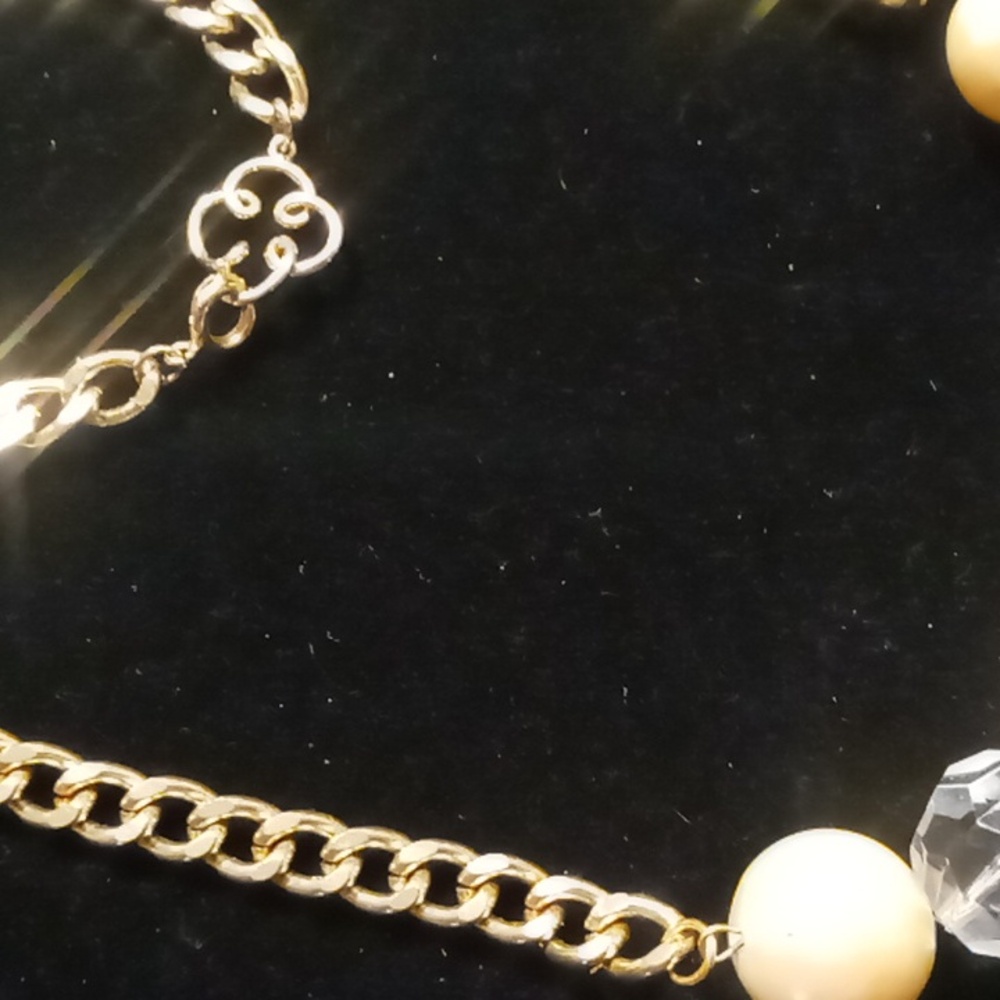 Vintage Chunky Beaded Flattened Curb Chain Collar… - image 4